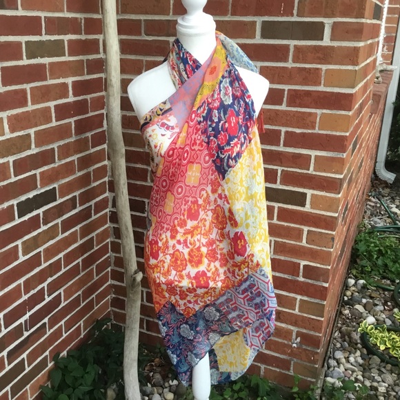 Boutique Accessories - Patchwork Swim Coverup Sarong Lightweight Summer Scarf Wrap